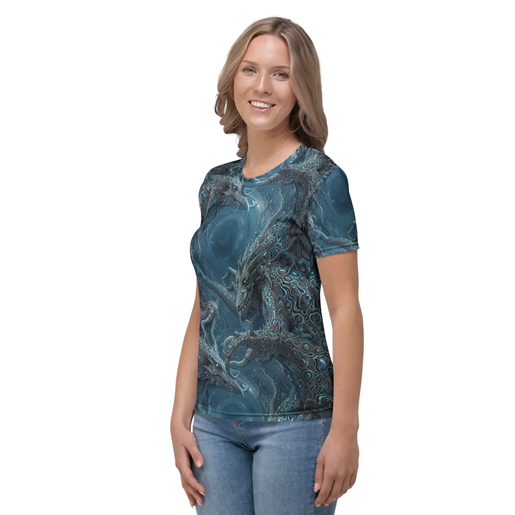 Azure Dragonfall on Women's Crew Neck T-Shirt — Left