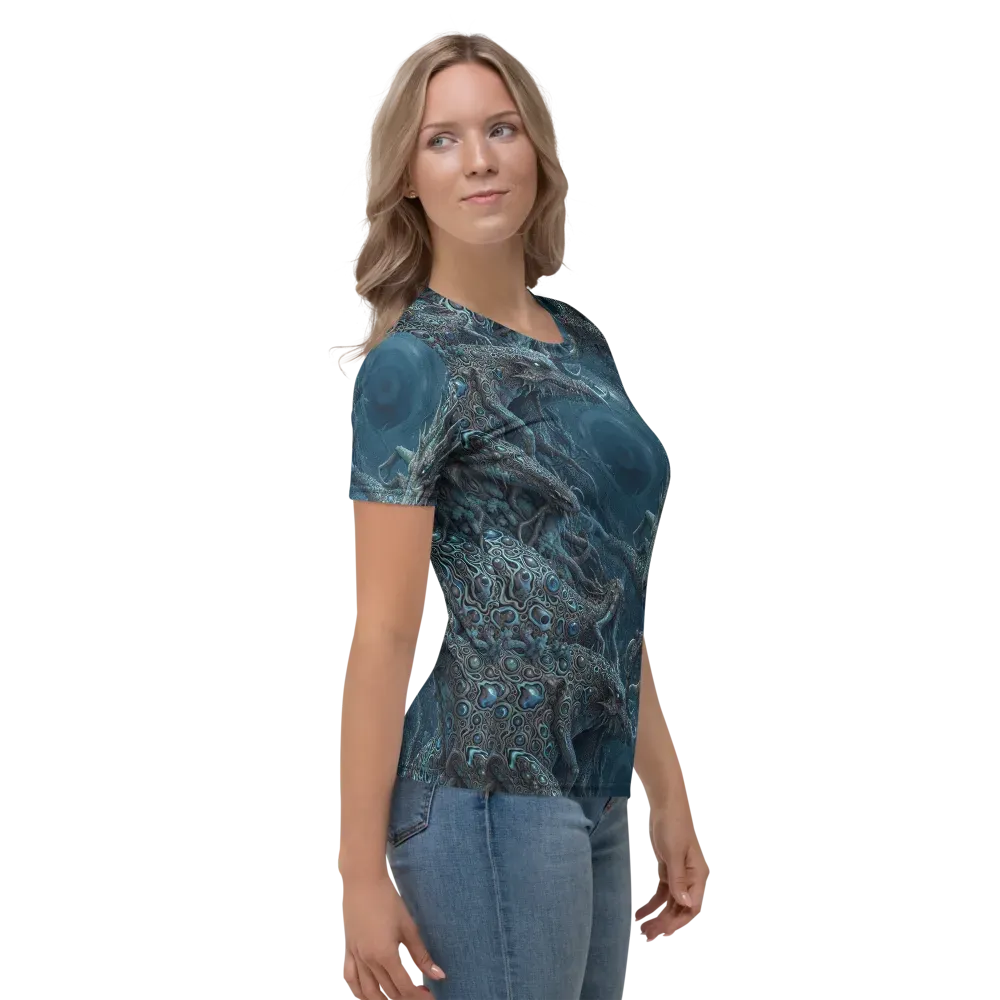 Azure Dragonfall on Women's Crew Neck T-Shirt — Right