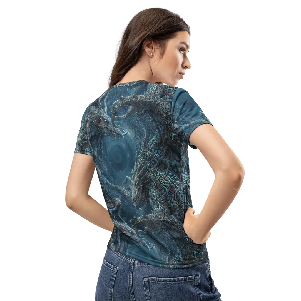 Azure Dragonfall on Women's Crew Neck T-Shirt — Back