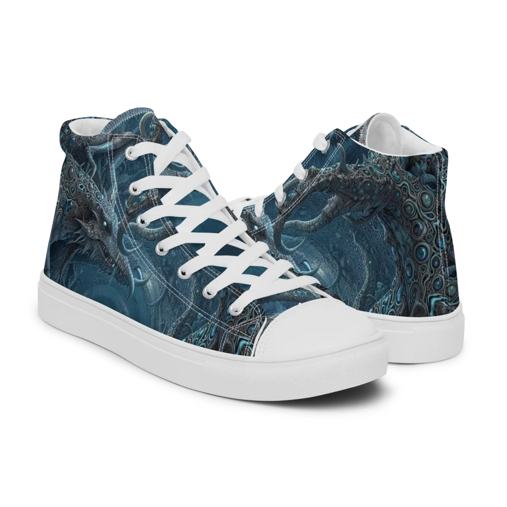 Azure Dragonfall on Women's High Top Canvas Shoes — Right