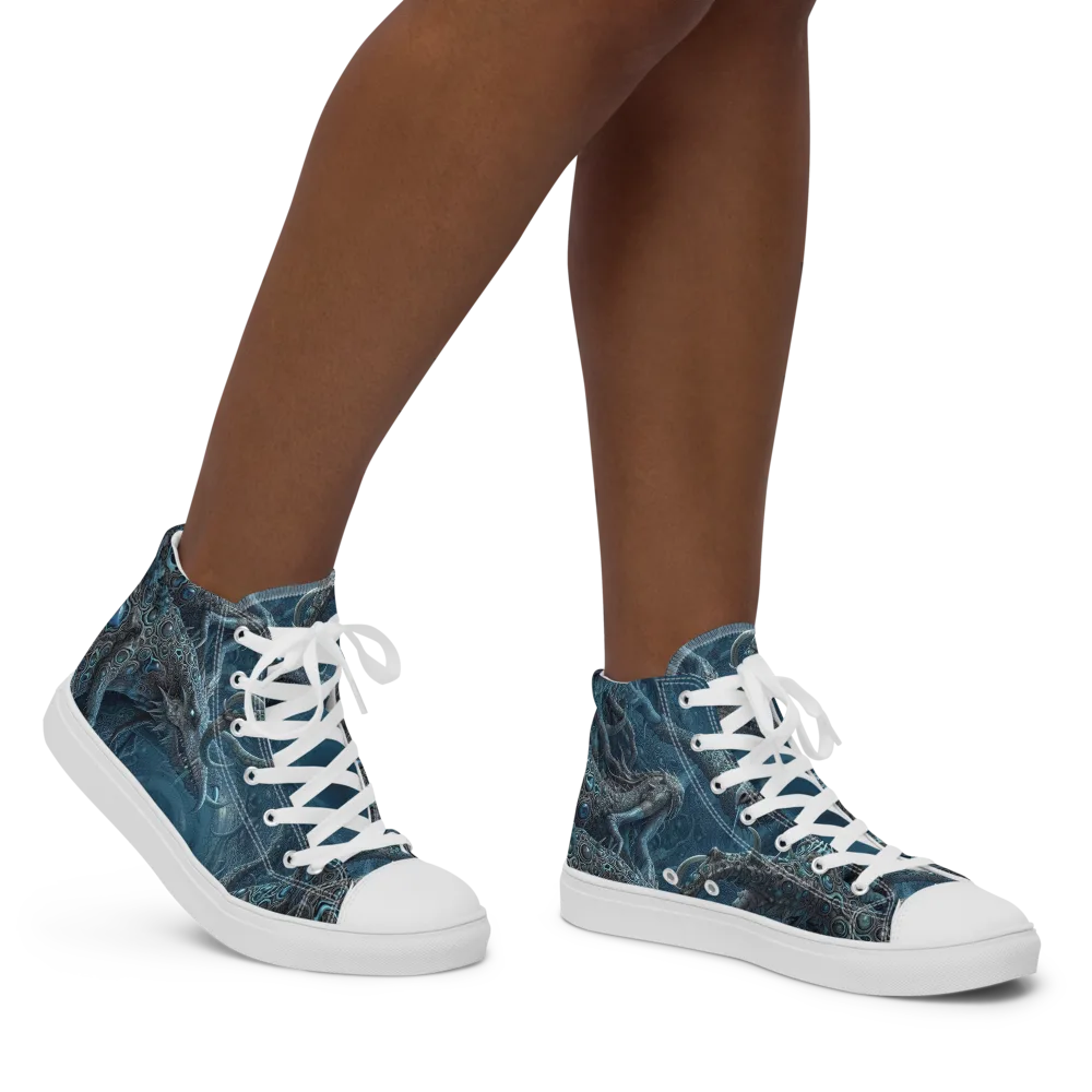 Azure Dragonfall on Women's High Top Canvas Shoes — Right