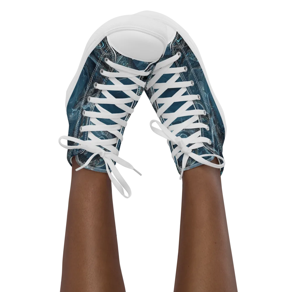 Azure Dragonfall on Women's High Top Canvas Shoes — Front
