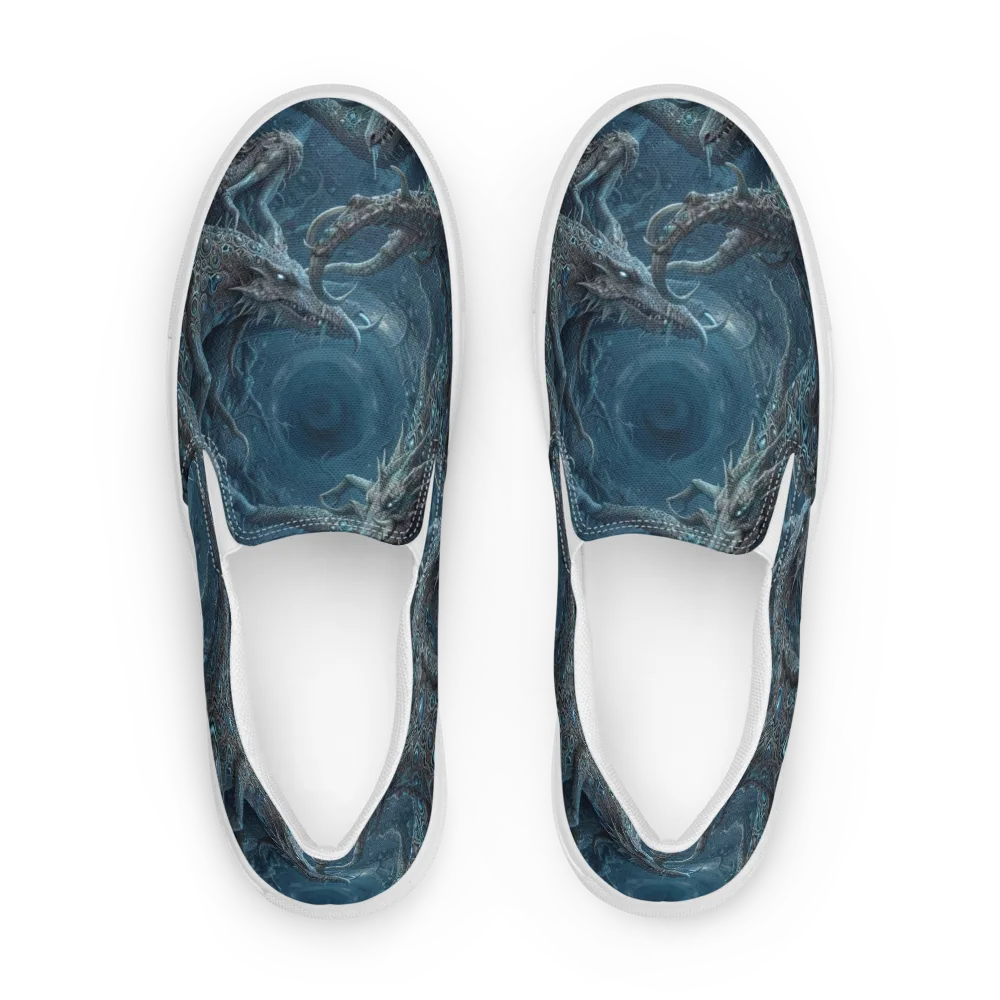 Azure Dragonfall on Men's Slip-On Canvas Shoes — Front