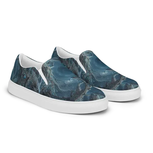Azure Dragonfall on a Men's Slip-On Canvas Shoes