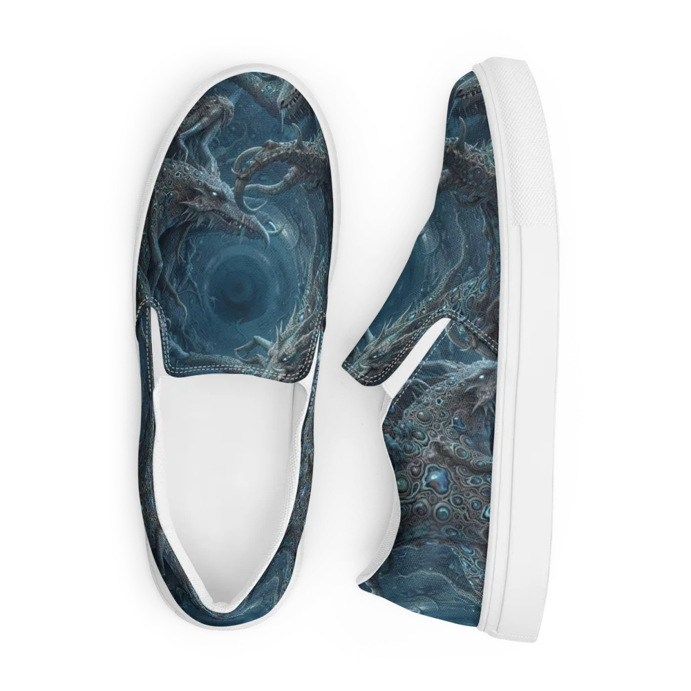 Azure Dragonfall on Men's Slip-On Canvas Shoes — Front