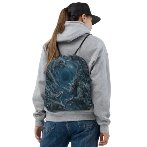 Azure Dragonfall on a Drawstring Bag