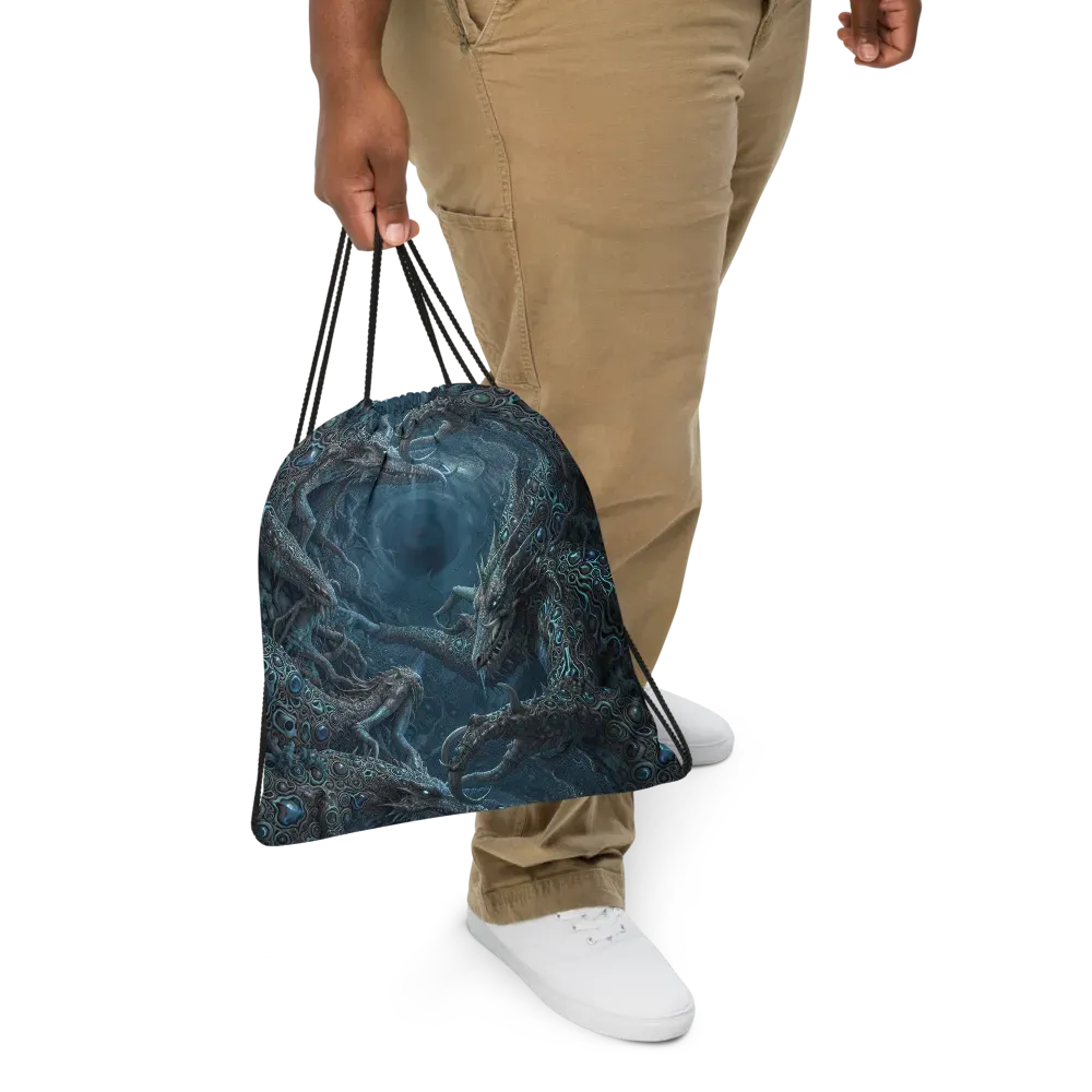 Azure Dragonfall on Drawstring Bag — Front