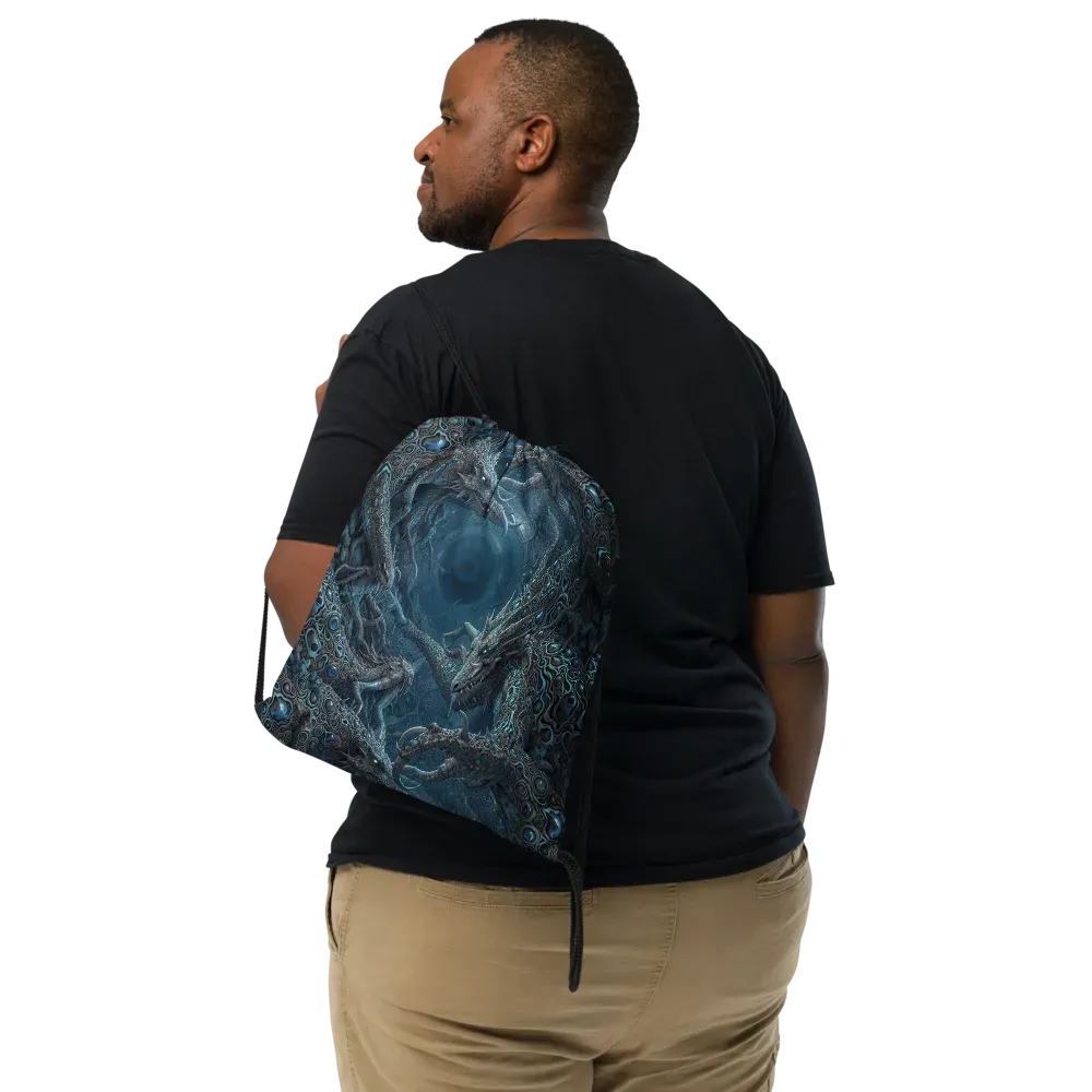 Azure Dragonfall on Drawstring Bag — Front