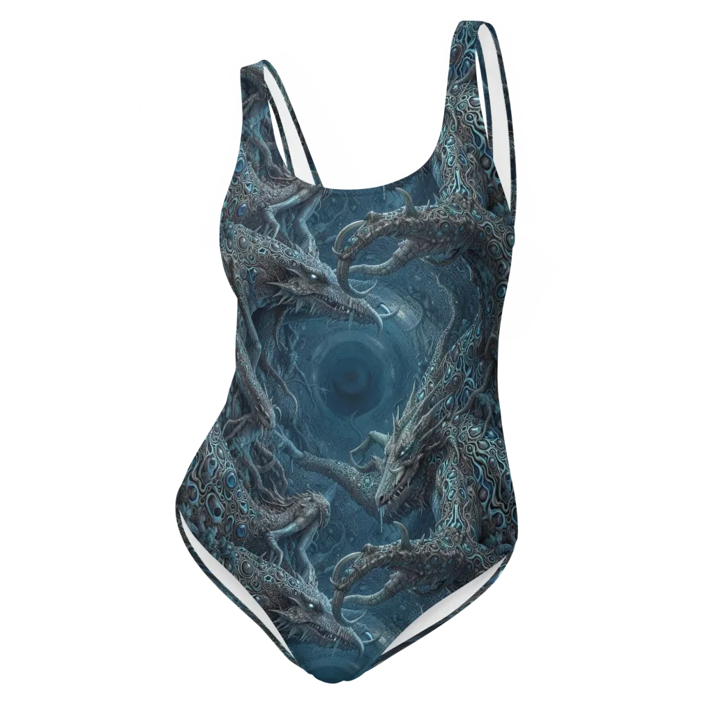 Azure Dragonfall on One-Piece Swimsuit — Front