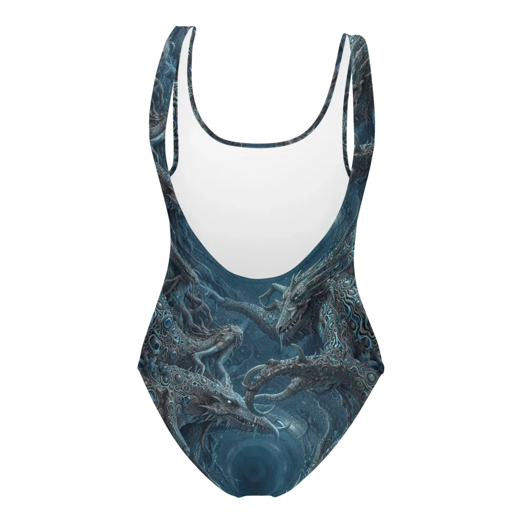 Azure Dragonfall on One-Piece Swimsuit — Back