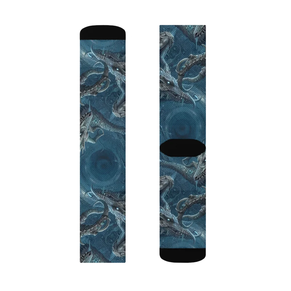 Azure Dragonfall on Socks — Left Sock