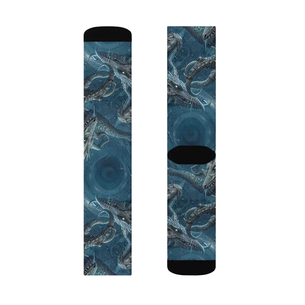 Azure Dragonfall on Socks — Right Sock