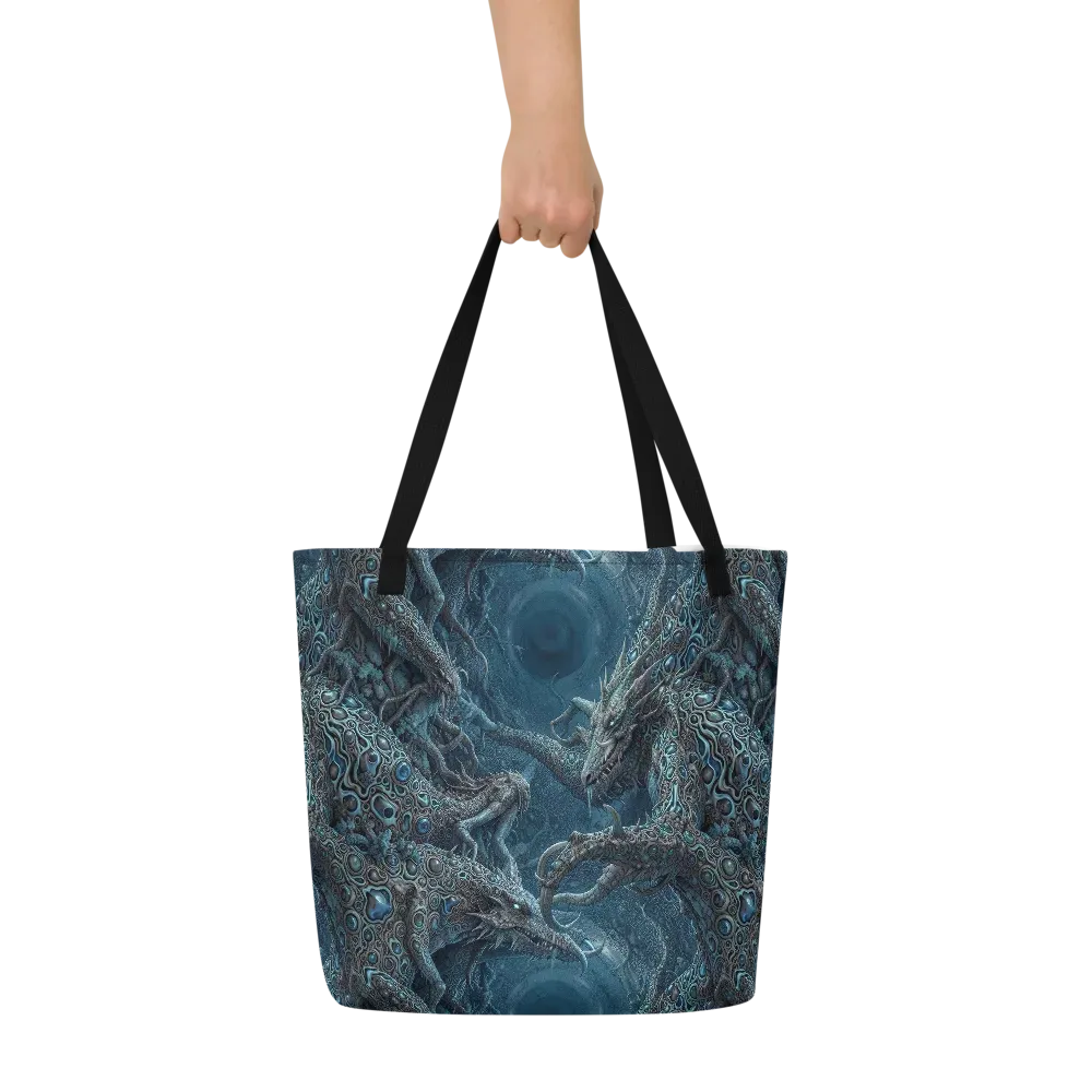 Azure Dragonfall on Large Tote Bag W/ Pocket — Front