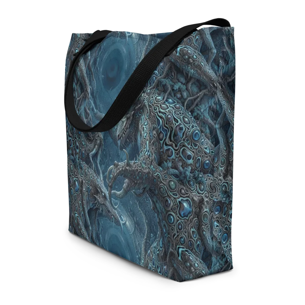 Azure Dragonfall on Large Tote Bag W/ Pocket — Front