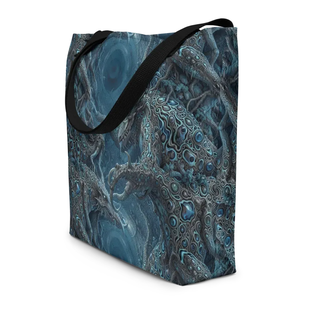 Azure Dragonfall on Large Tote Bag W/ Pocket — Front