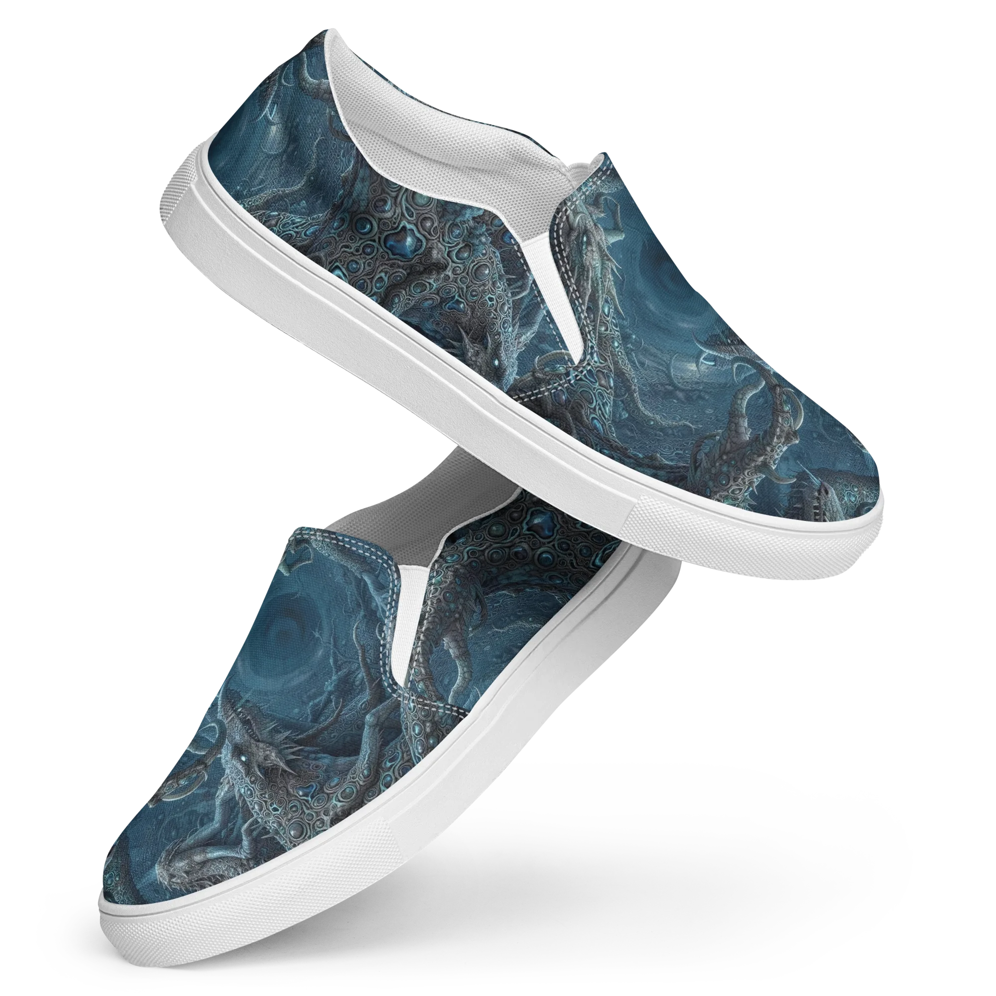 Azure Dragonfall on Women's Slip-On Canvas Shoes — Front