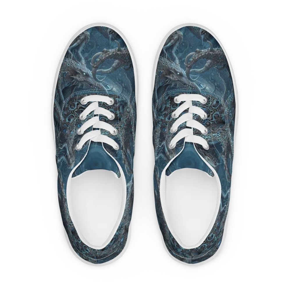 Azure Dragonfall on Men's Lace-Up Canvas Shoes — Front