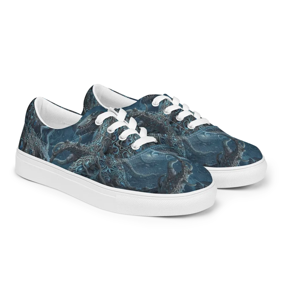 Azure Dragonfall on Men's Lace-Up Canvas Shoes — Right Front