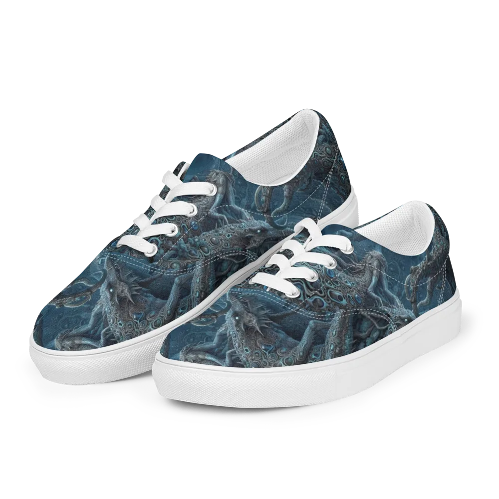Azure Dragonfall on Men's Lace-Up Canvas Shoes — Left Front