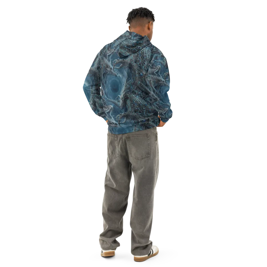 Azure Dragonfall on Cotton Hoodie — Back