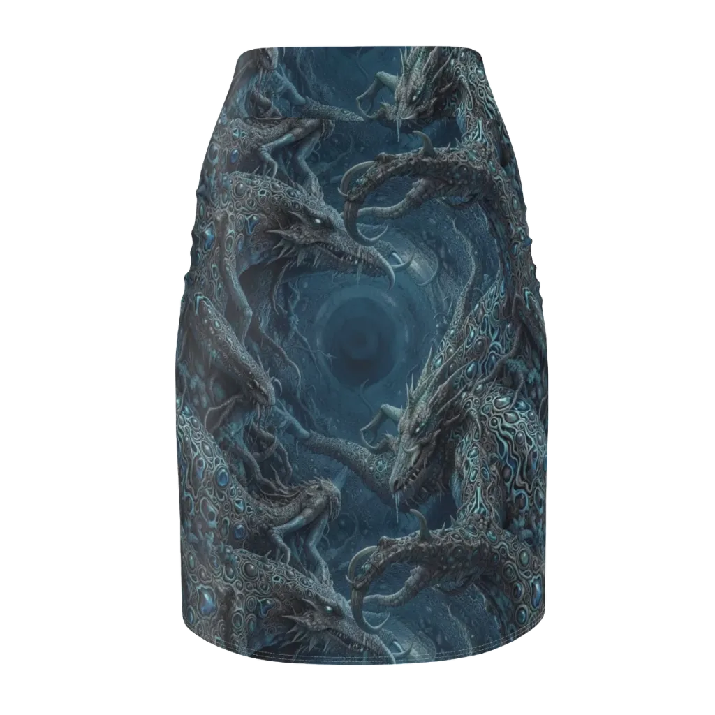 Azure Dragonfall on Pencil Skirt — Back