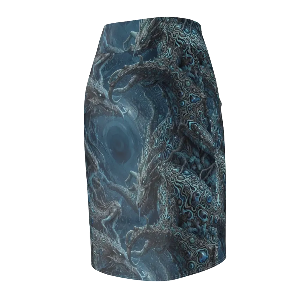 Azure Dragonfall on Pencil Skirt — Back Side