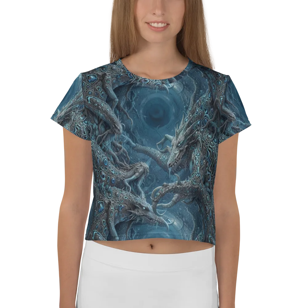 Azure Dragonfall on Crop Tee — Front