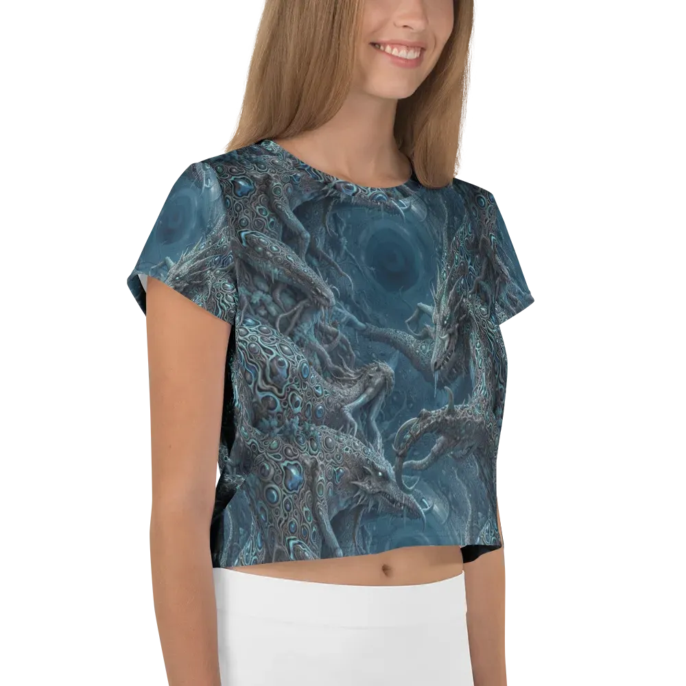 Azure Dragonfall on Crop Tee — Right
