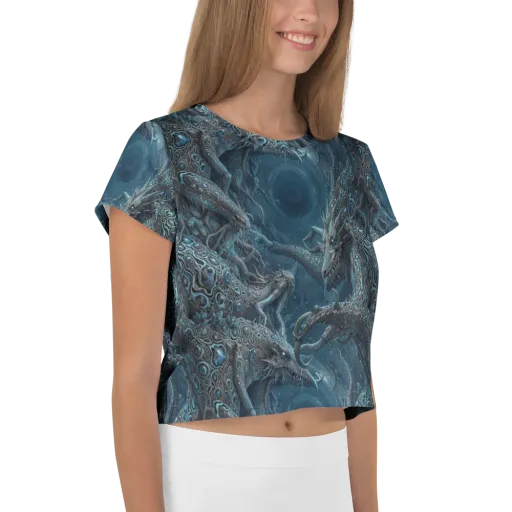 Azure Dragonfall on a Crop Tee