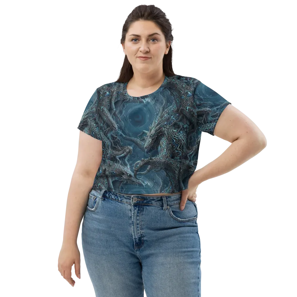 Azure Dragonfall on Crop Tee — Front