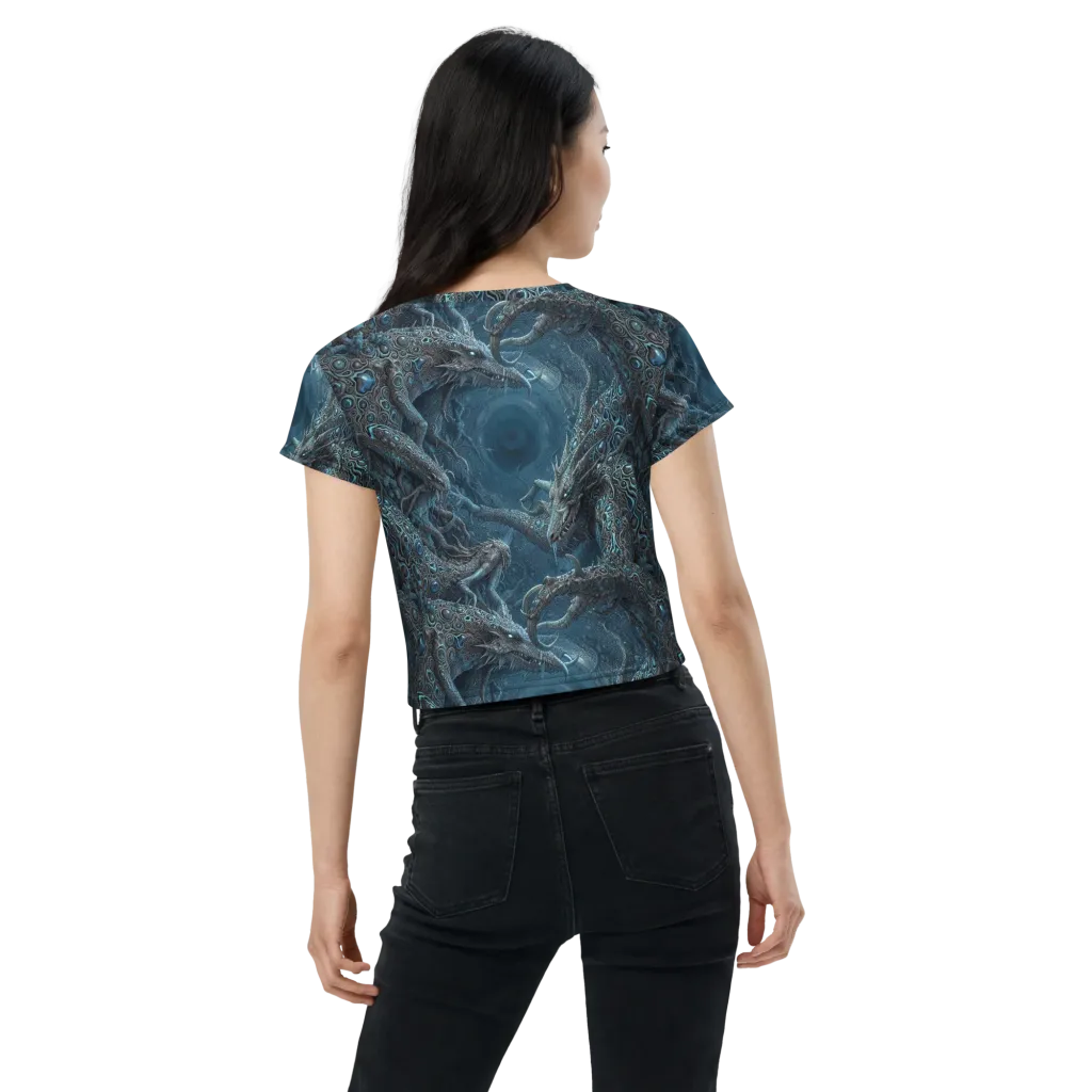 Azure Dragonfall on Crop Tee — Back