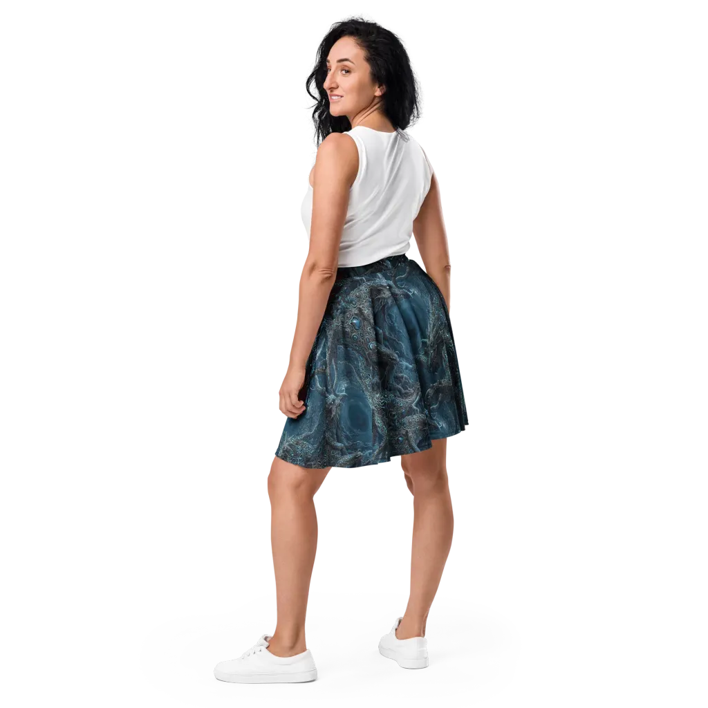Azure Dragonfall on Skater Skirt — Back