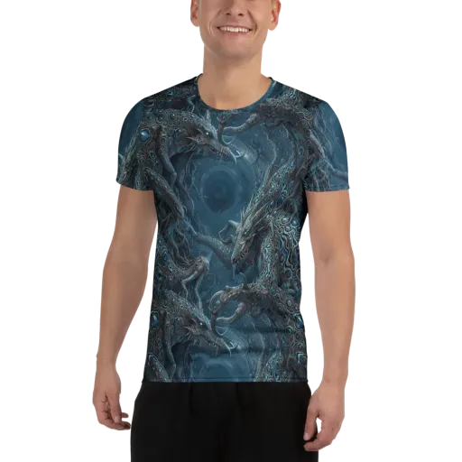 Azure Dragonfall on a Men's Athletic T-Shirt