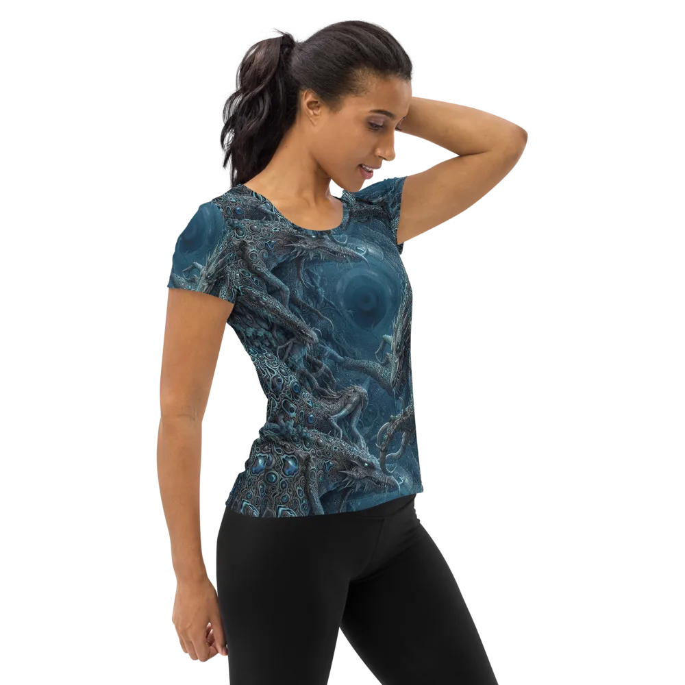 Azure Dragonfall on Women's Athletic T-Shirt — Right