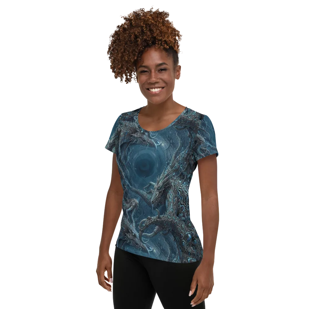 Azure Dragonfall on Women's Athletic T-Shirt — Left