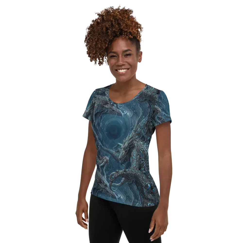Azure Dragonfall on Women's Athletic T-Shirt — Left