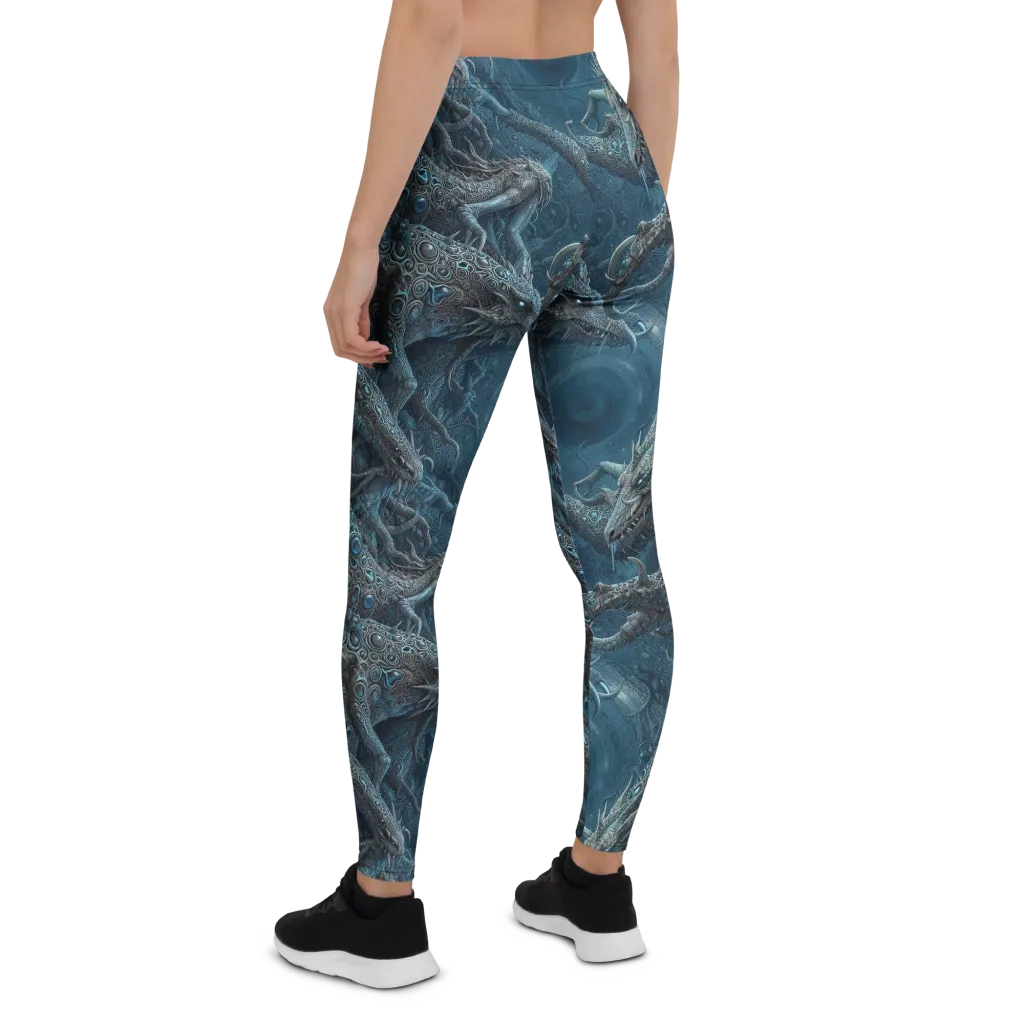 Azure Dragonfall on Leggings — Back