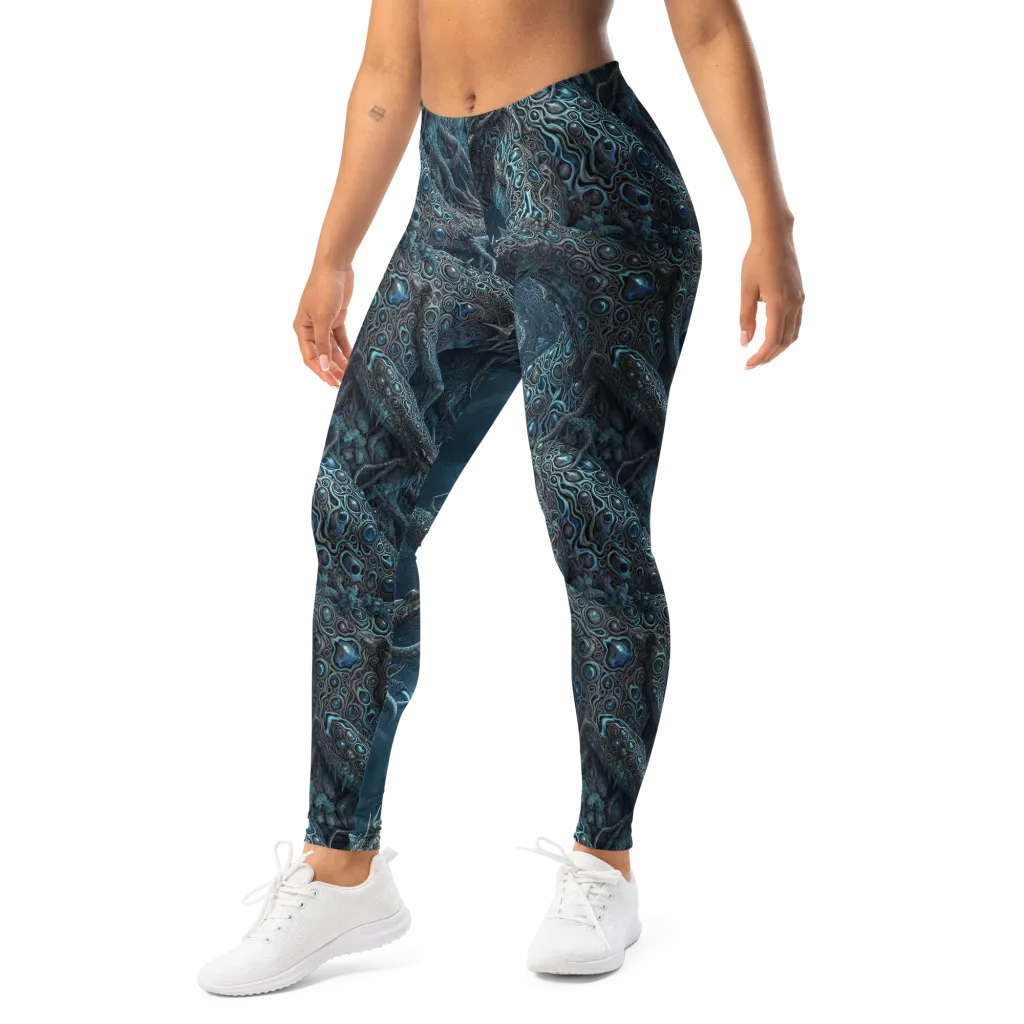 Azure Dragonfall on Leggings — Left Front