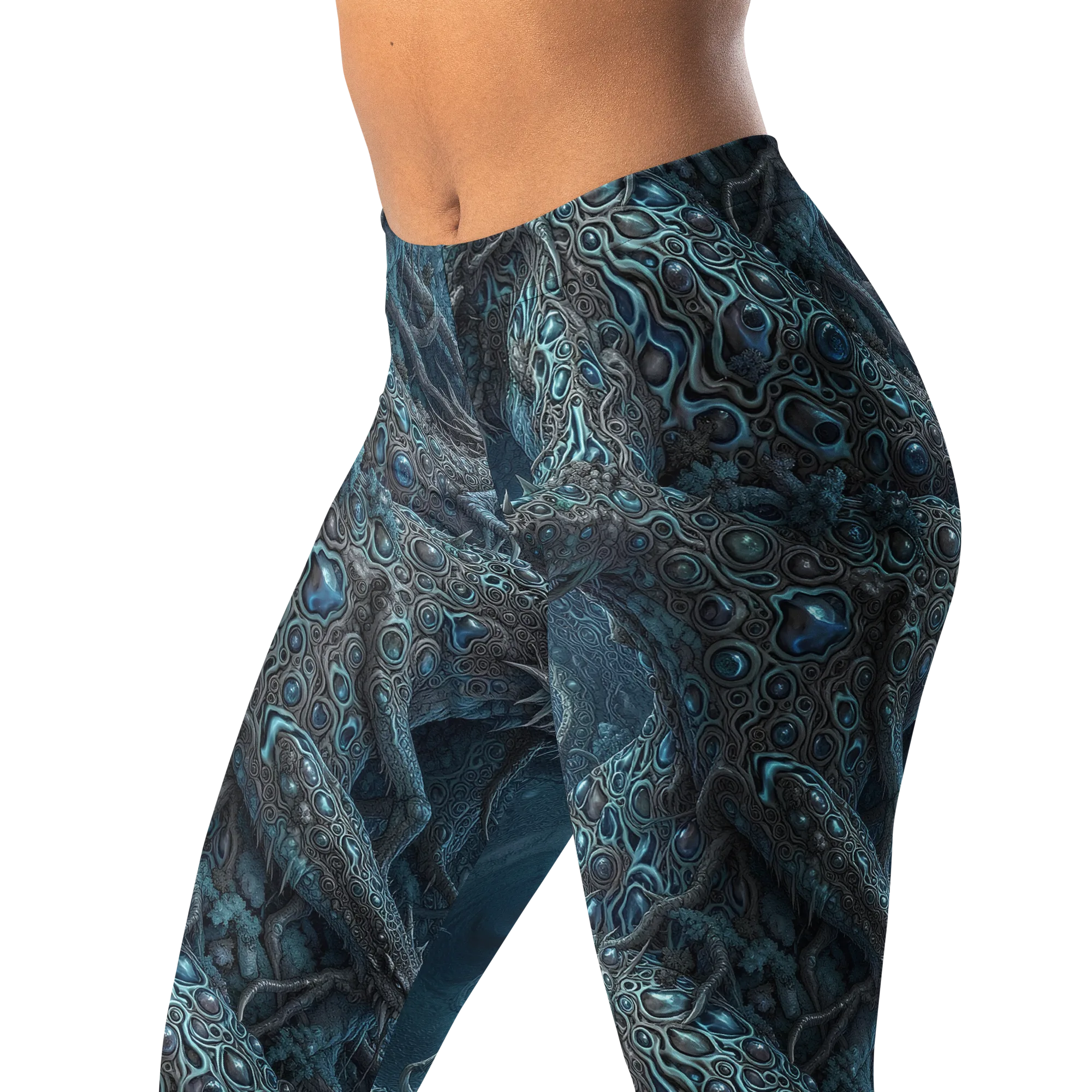 Azure Dragonfall on Leggings — Left Front