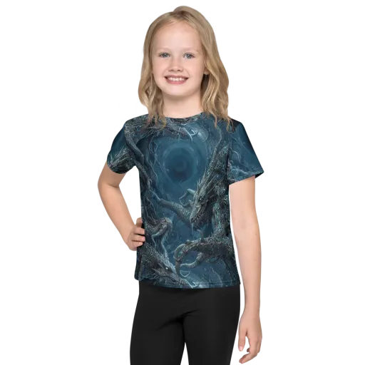 Azure Dragonfall on a Kids Crew Neck T-Shirt