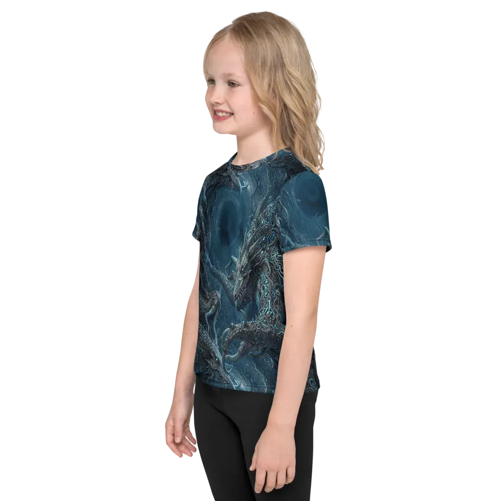 Azure Dragonfall on Kids Crew Neck T-Shirt — Left