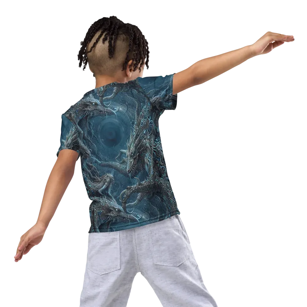 Azure Dragonfall on Kids Crew Neck T-Shirt — Back
