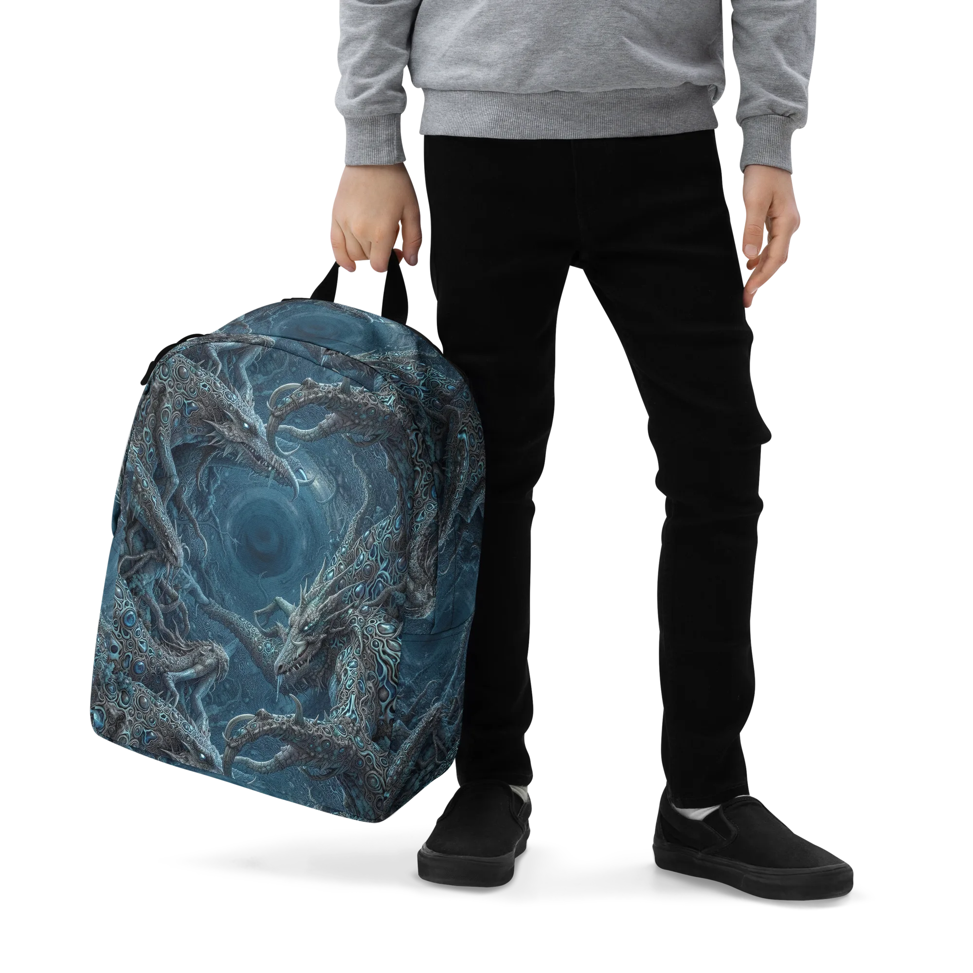 Azure Dragonfall on Minimalist Backpack — Zoomed-in