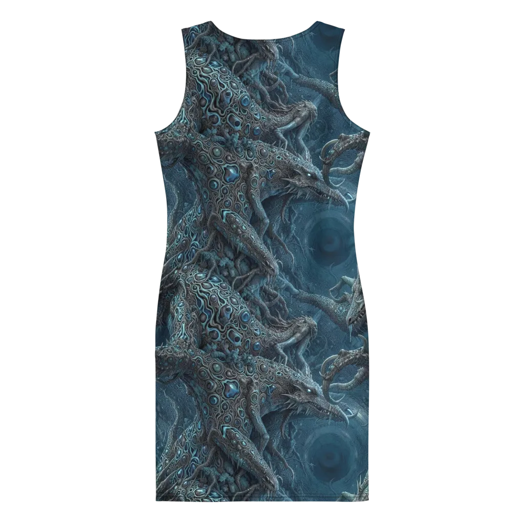Azure Dragonfall on Bodycon Dress — Back