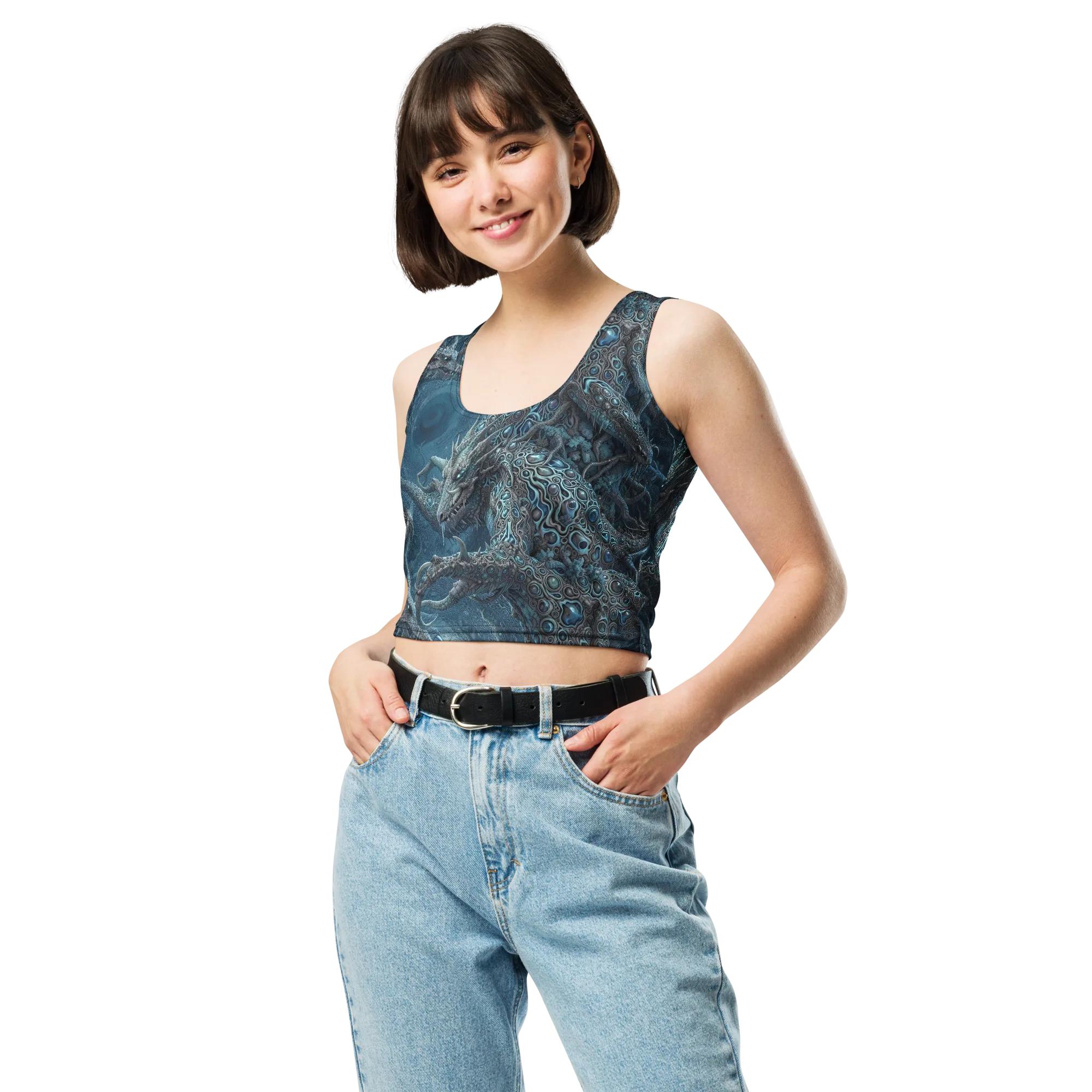 Azure Dragonfall on Crop Top — Front