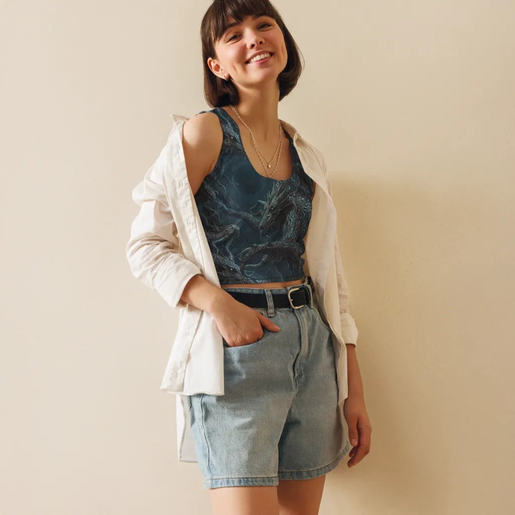 Azure Dragonfall on Crop Top — Front