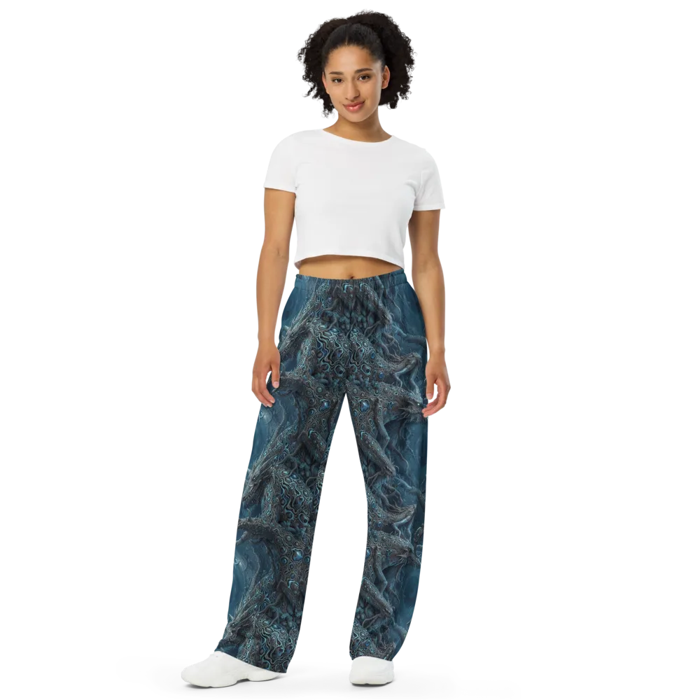 Azure Dragonfall on Wide-Leg Pants — Front