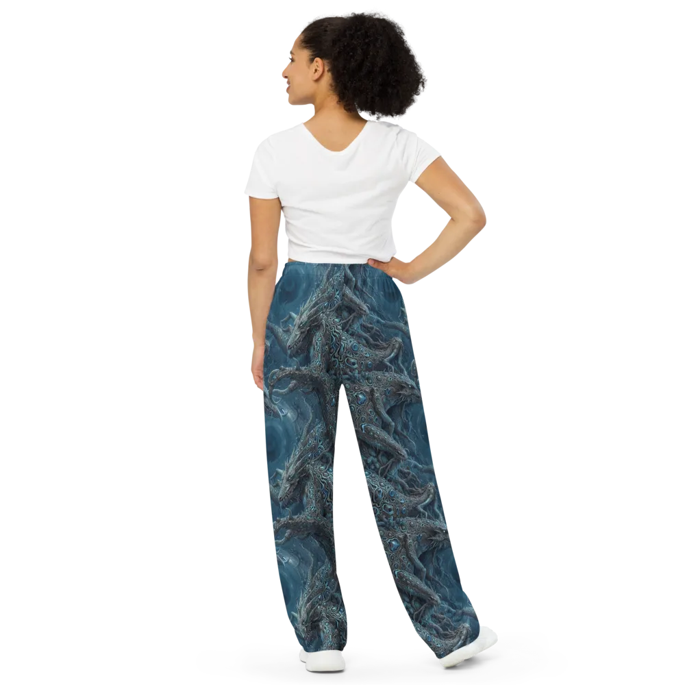 Azure Dragonfall on Wide-Leg Pants — Back
