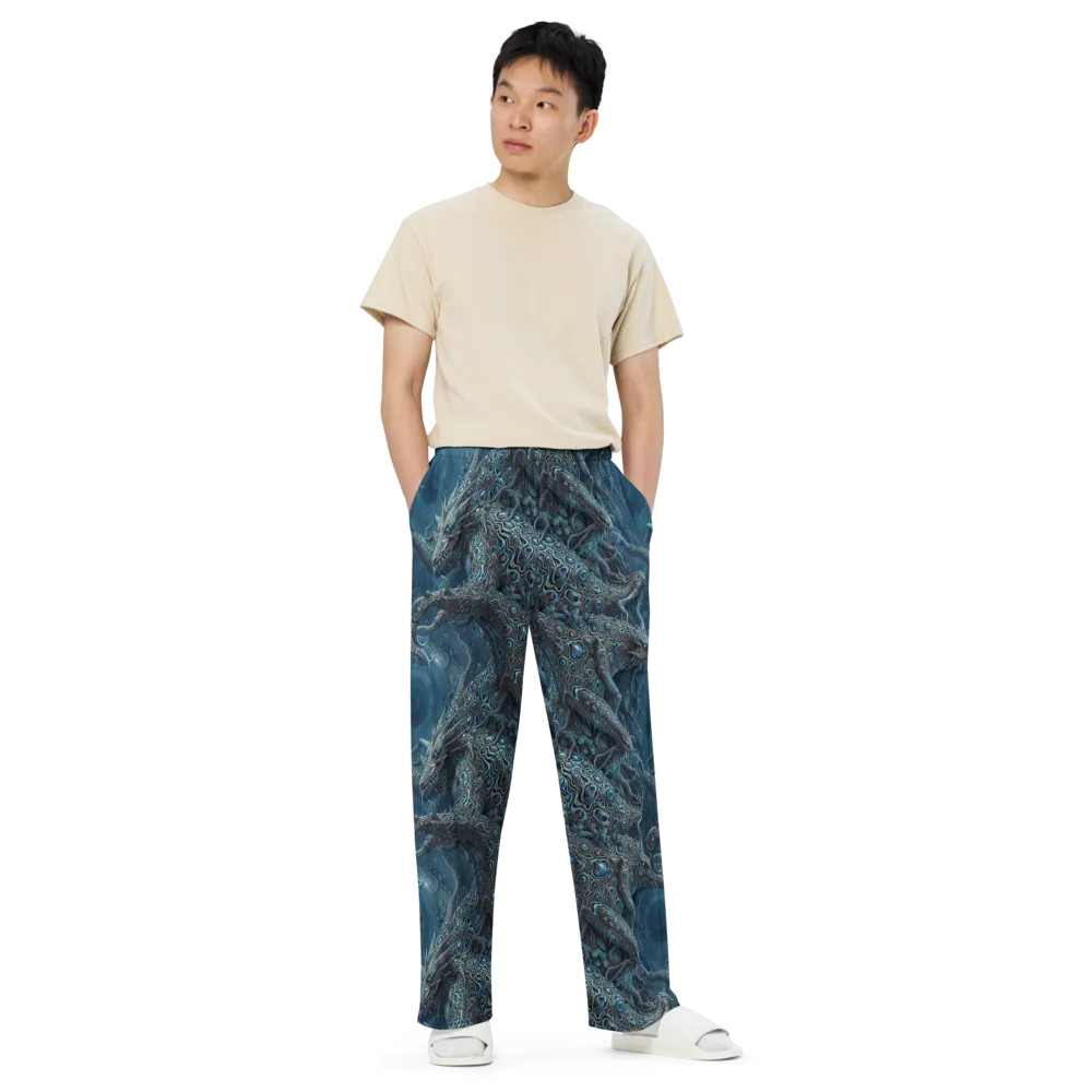 Azure Dragonfall on Wide-Leg Pants — Front