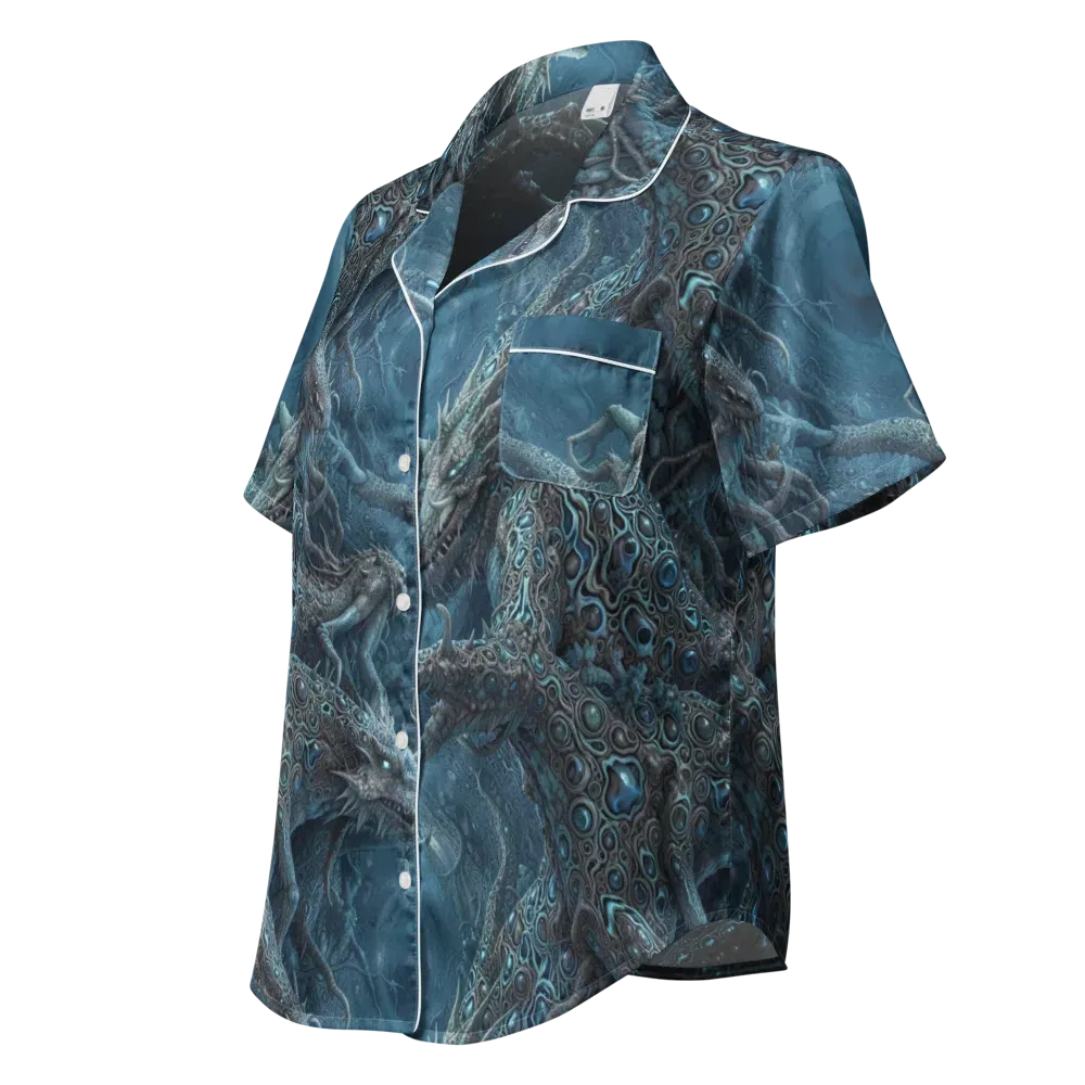 Azure Dragonfall on Women's Short Sleeve Pajama Top — Left Front